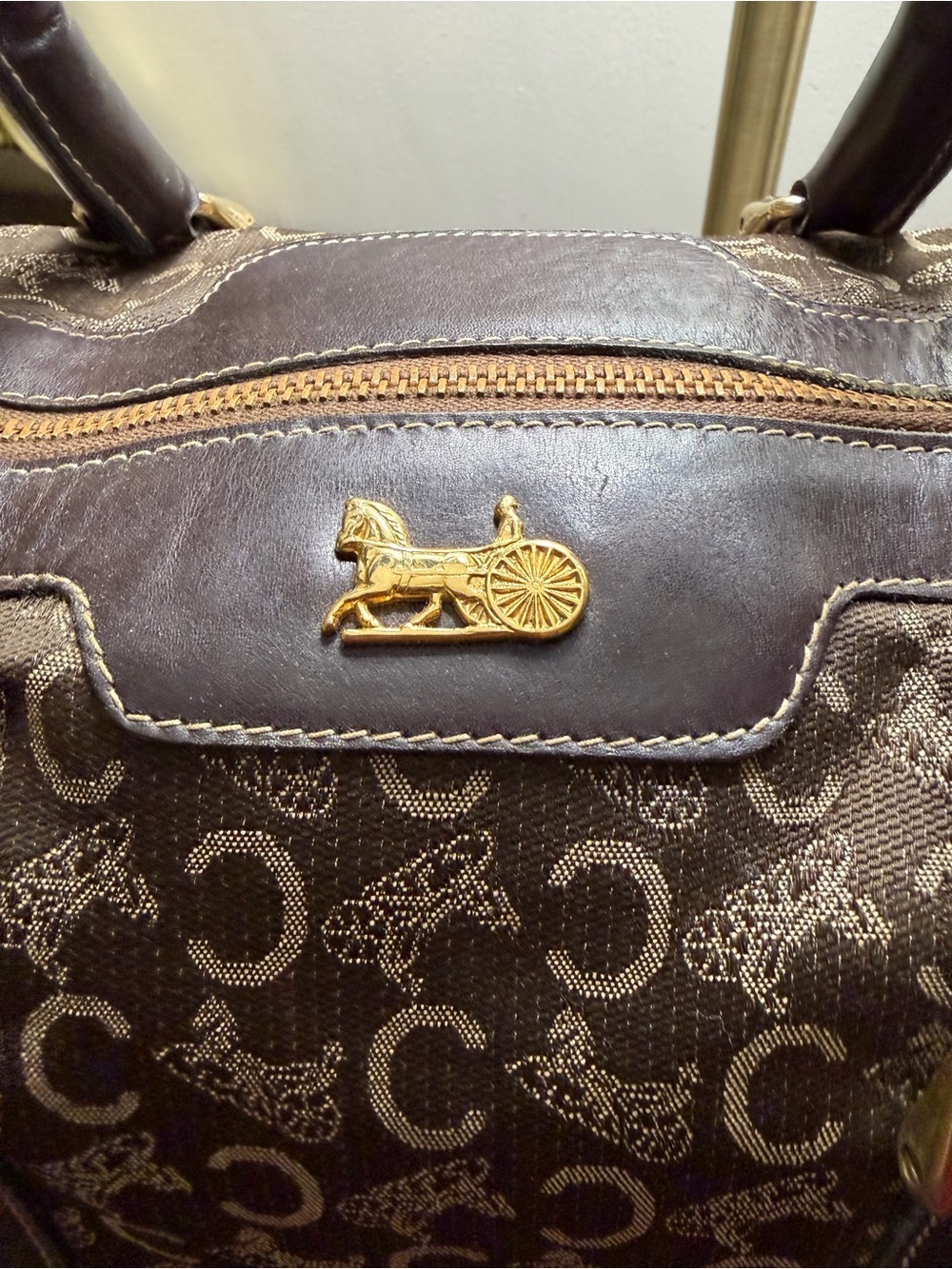 Celine Brown Monogram Canvas Top-Handle Duffel - Picture 2 of 9